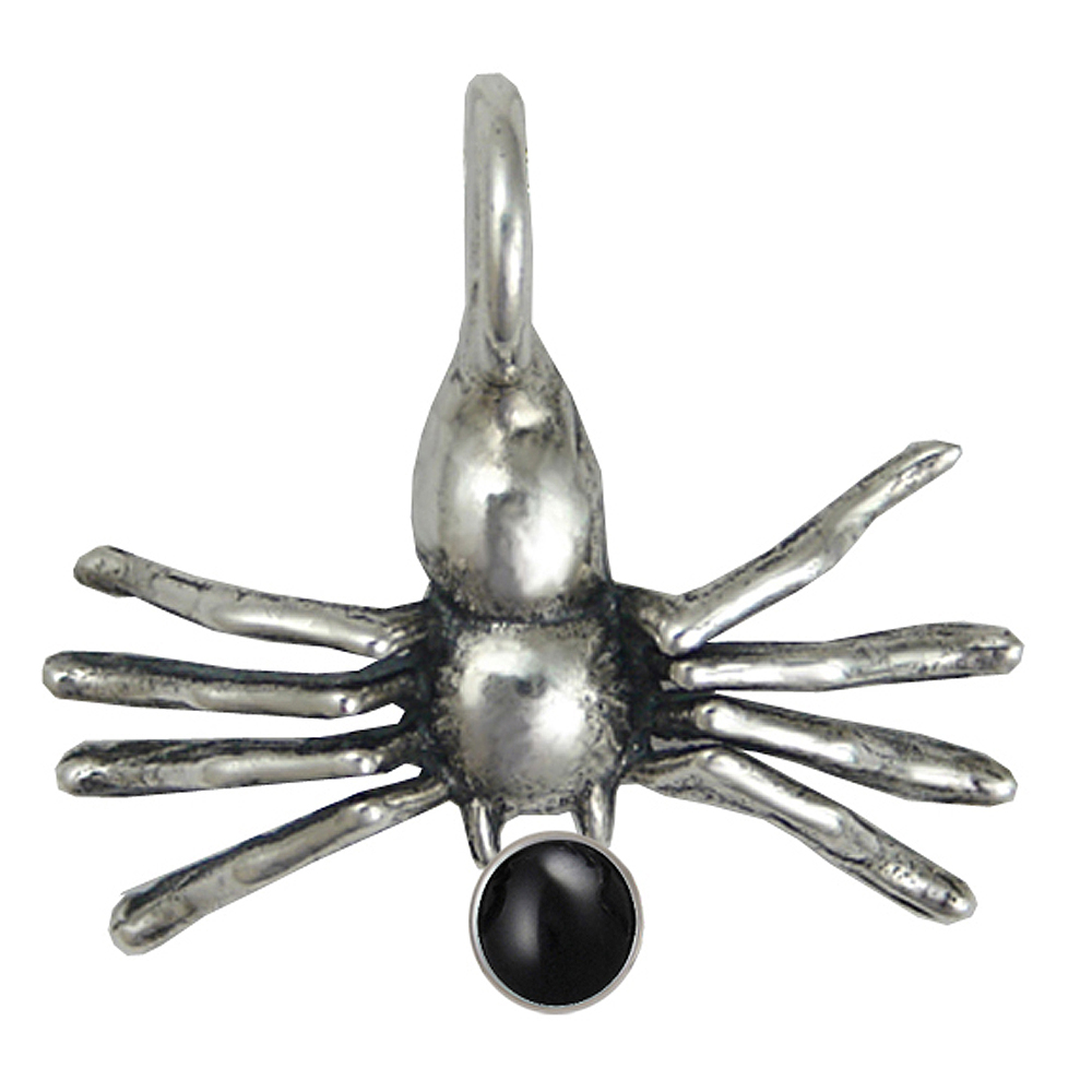 Sterling Silver Sassy Little Spider Pendant With Black Onyx